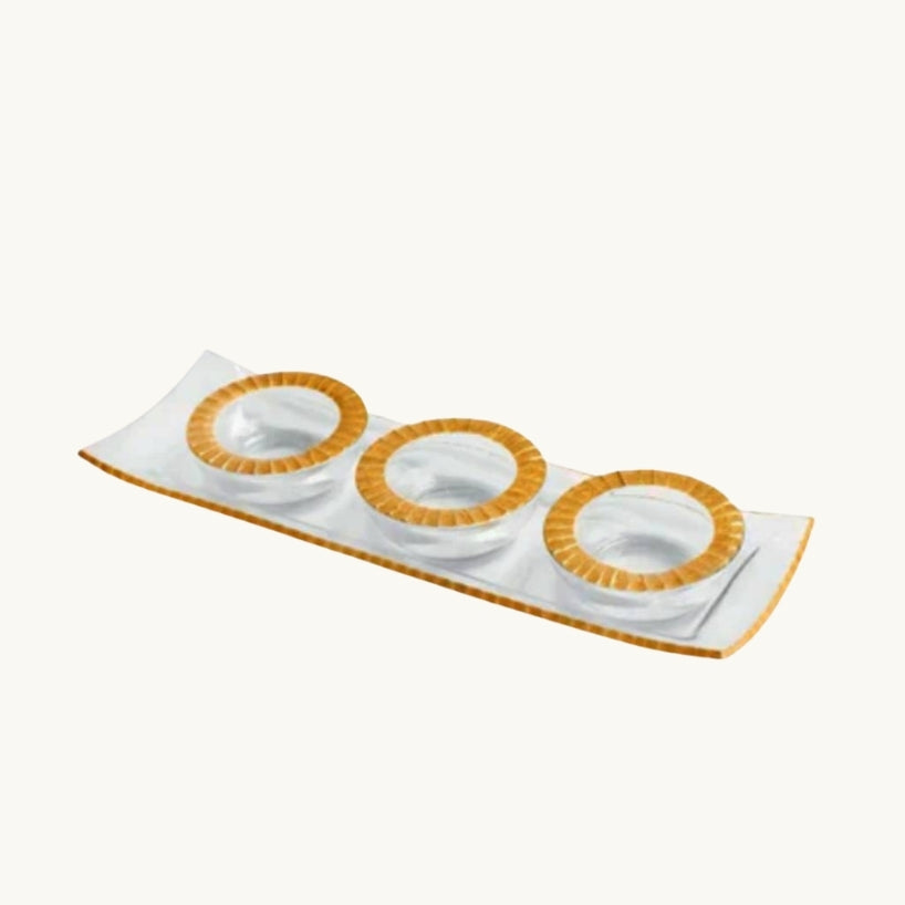 Monte Carlo Clear Glass Tray & 3 Clear Glass Bowls 13"