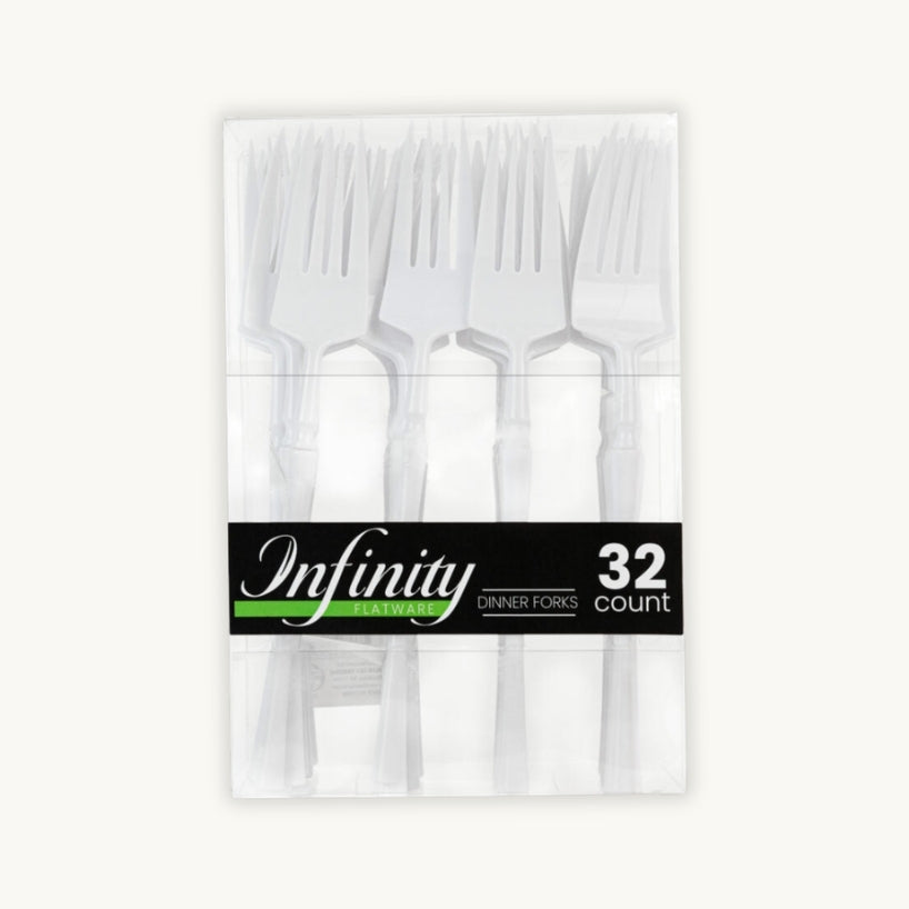 Infinity Flatware White Dinner Forks - 32 Count