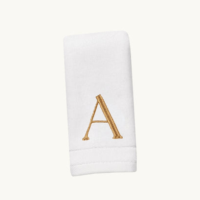 New Six Monogrammed Fingertip Towel Set White and Gold