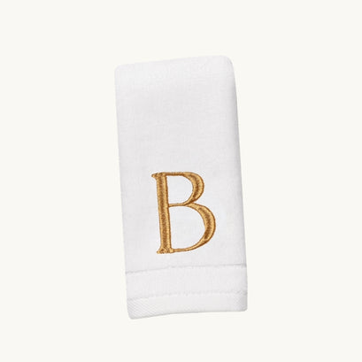 New Six Monogrammed Fingertip Towel Set White and Gold