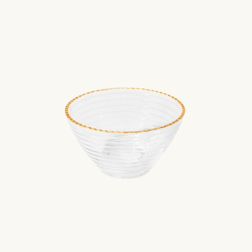 8″ Monte Carlo Clear Glass Bowl with Gold Rim