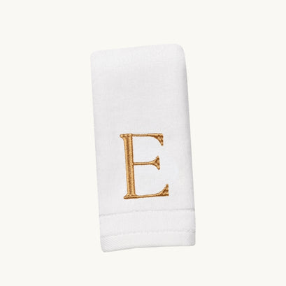 New Six Monogrammed Fingertip Towel Set White and Gold