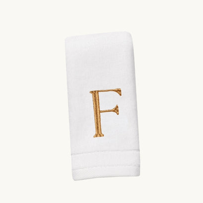 New Six Monogrammed Fingertip Towel Set White and Gold