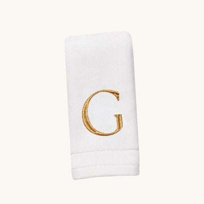 New Six Monogrammed Fingertip Towel Set White and Gold