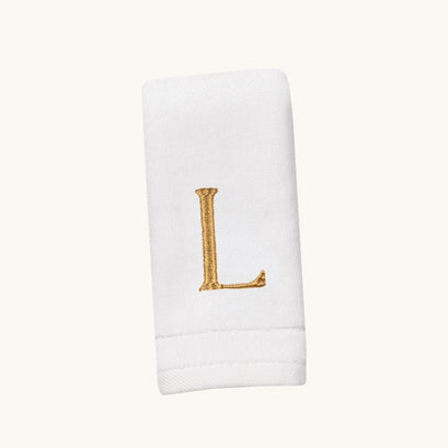New Six Monogrammed Fingertip Towel Set White and Gold