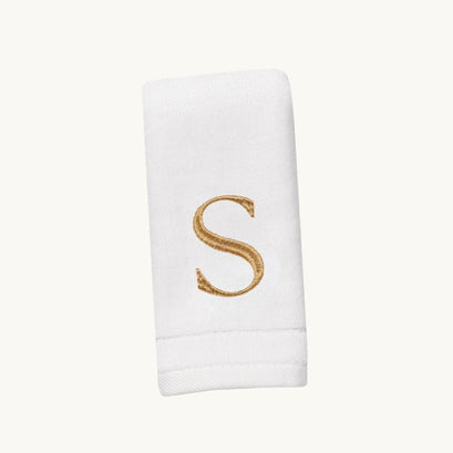 New Six Monogrammed Fingertip Towel Set White and Gold
