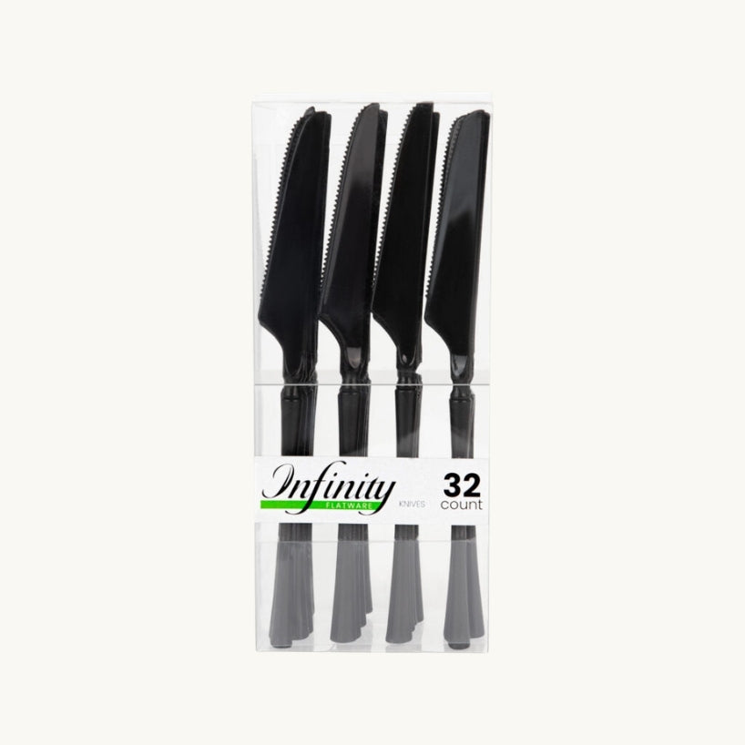 Infinity Flatware Black Knives - 32 Count