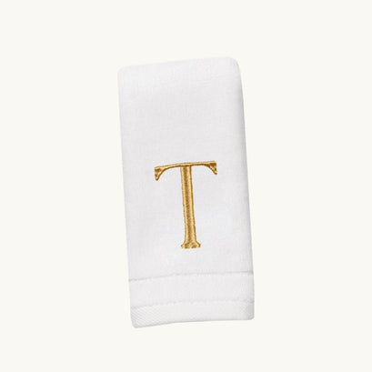 New Six Monogrammed Fingertip Towel Set White and Gold