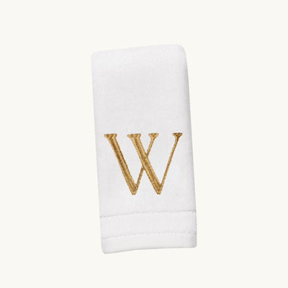 New Six Monogrammed Fingertip Towel Set White and Gold