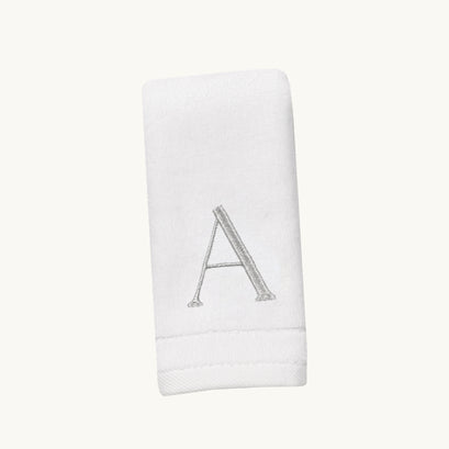 New Six Monogrammed Fingertip Towel Set White and Silver