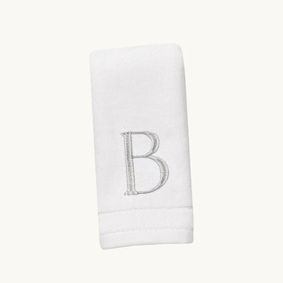 New Six Monogrammed Fingertip Towel Set White and Silver