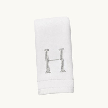New Six Monogrammed Fingertip Towel Set White and Silver