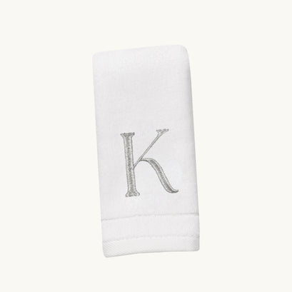 New Six Monogrammed Fingertip Towel Set White and Silver