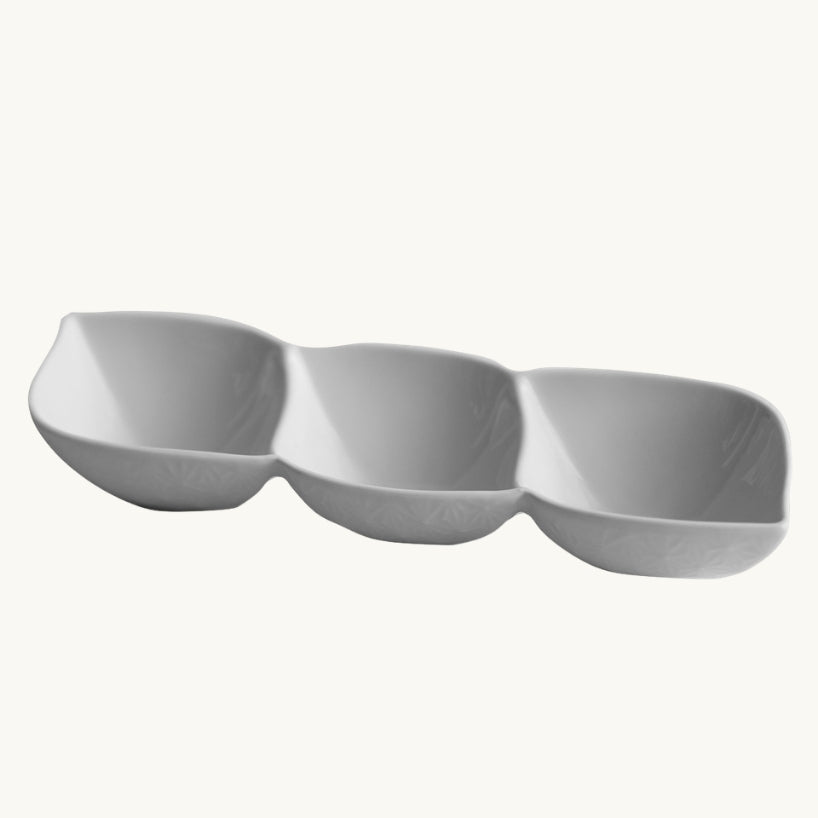 White 3 Section Ceramic Dish 25 x 8 x 3.5 cm