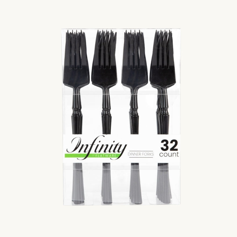 Infinity Flatware Black Dinner Forks - 32 Count