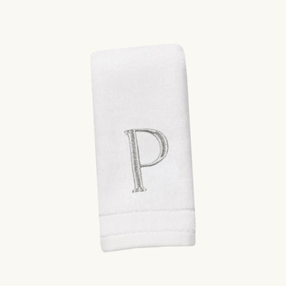 New Six Monogrammed Fingertip Towel Set White and Silver