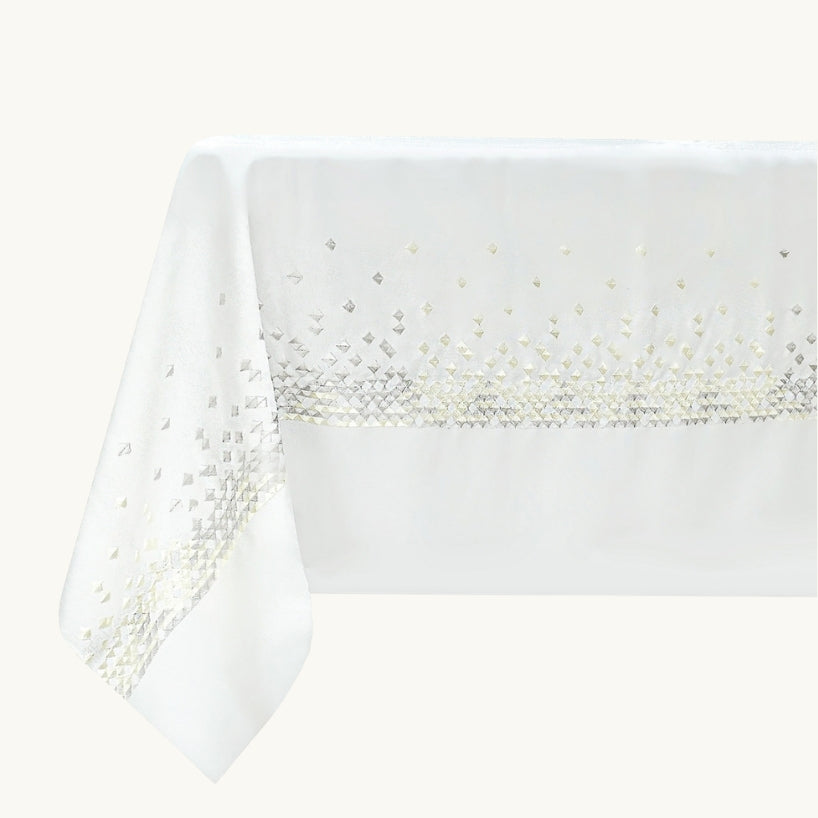 Turim Embroidered Silver and Cream Tablecloth