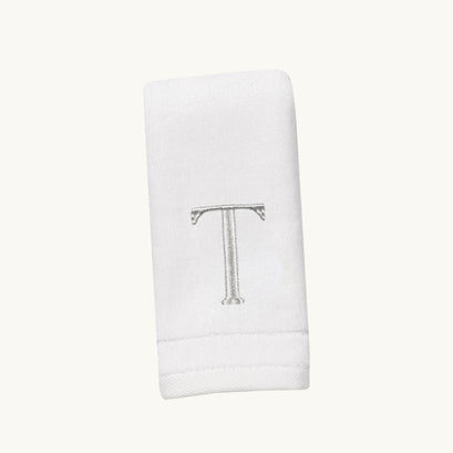 New Six Monogrammed Fingertip Towel Set White and Silver