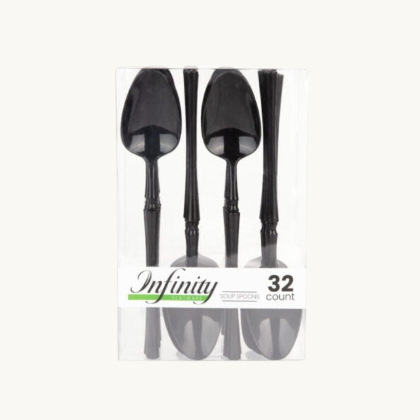 Infinity Flatware Black Soup Spoons - 32 Count