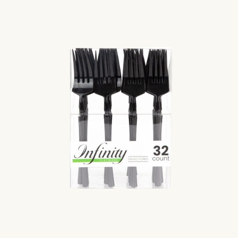 Infinity Flatware Black Salad Forks - 32 Count