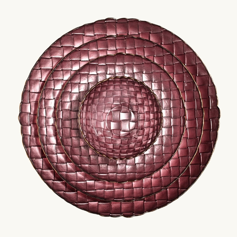 Purple Basket Weave Glass Dinnerware Collection