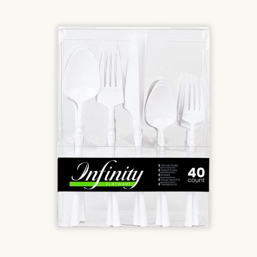 Infinity Flatware White Combo Set - 40 Count