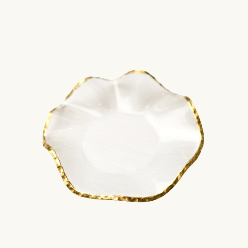 Round Clear Glass Plate with Gold Rim