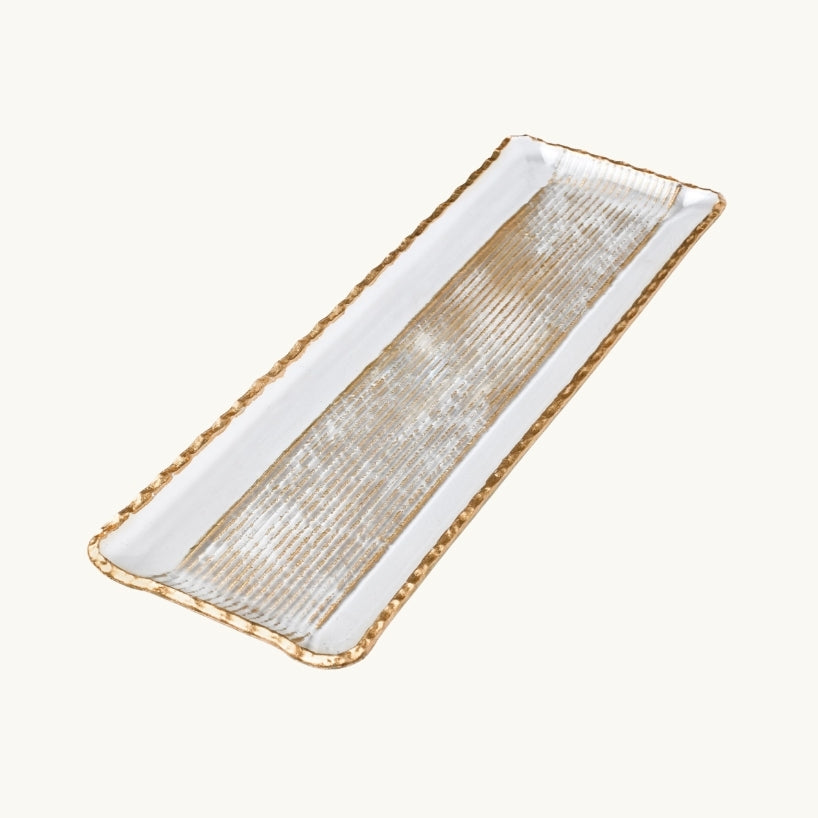 Slim Clear Glass Tray Gold Rim
