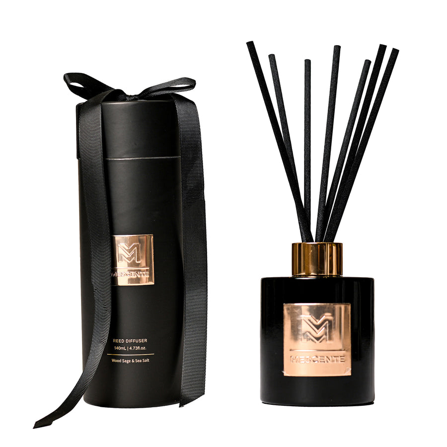 Mescente Wood Sage and Sea Salt 140 mL black reed diffuser