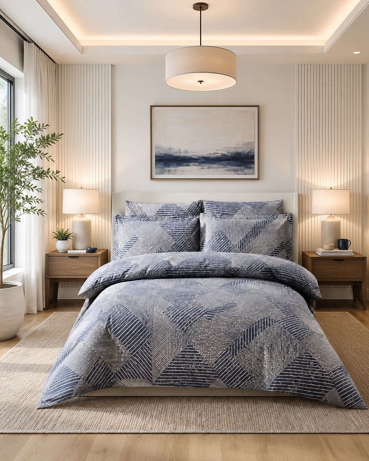 Luxe Arberdeen Blue Bedding Set - 6 Piece