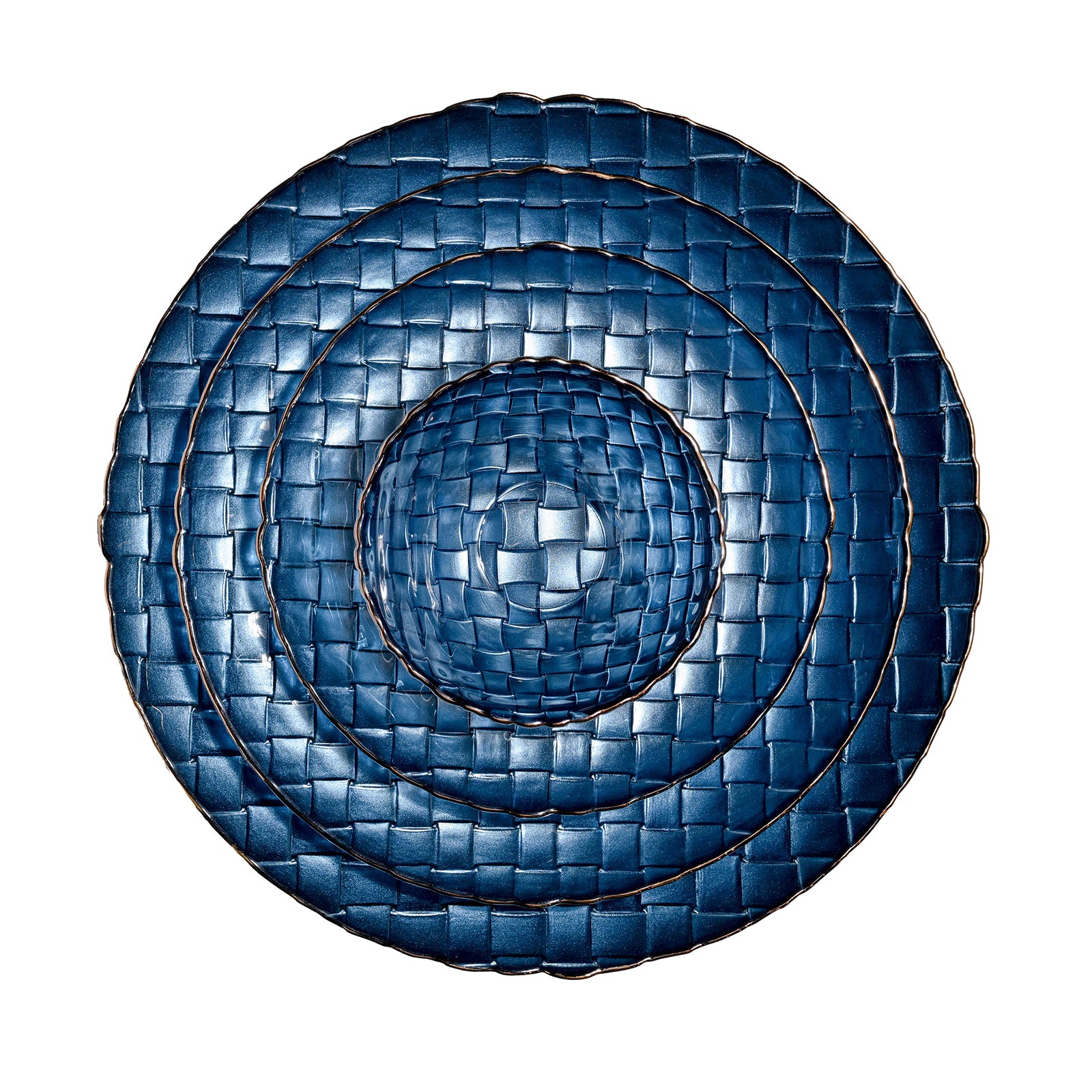 Royal Blue Basket Weave Glass Dish Collection - The Closeout Connection