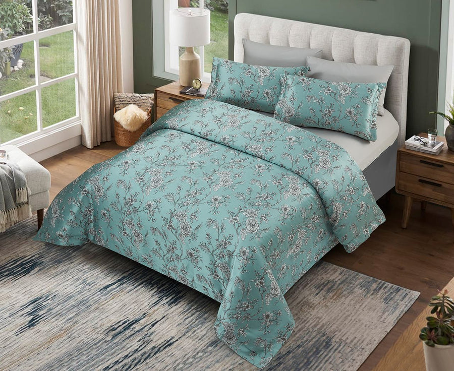 Jolie Green Jacquard Bedding Set 250 Thread Count - 8 Piece Set - The Closeout Connection