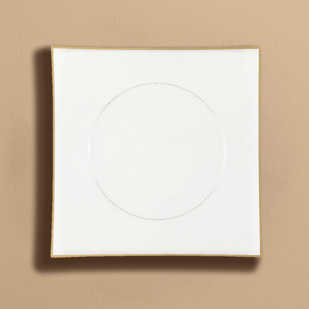 Square Flat Clear/ Gold Rim Chargers- 4 Count