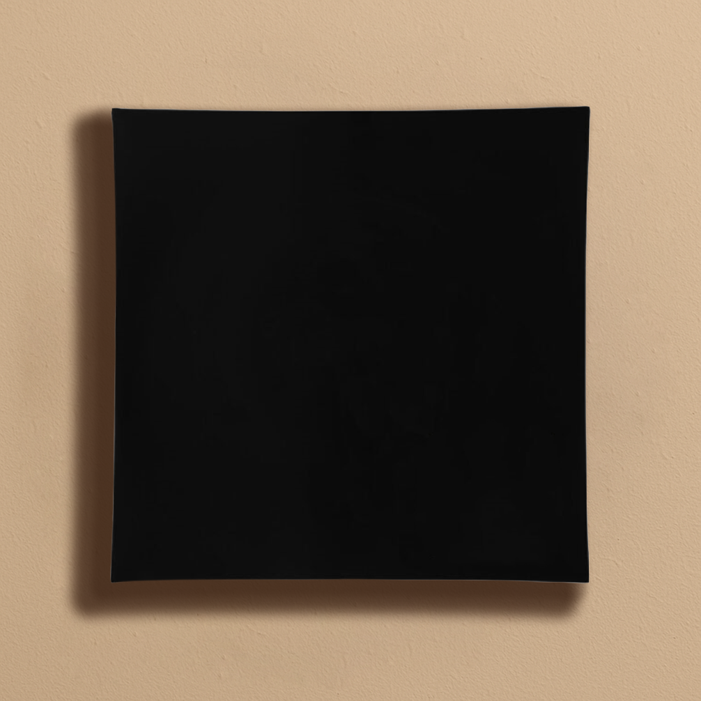 13" Square Flat Black Chargers - 4 Count
