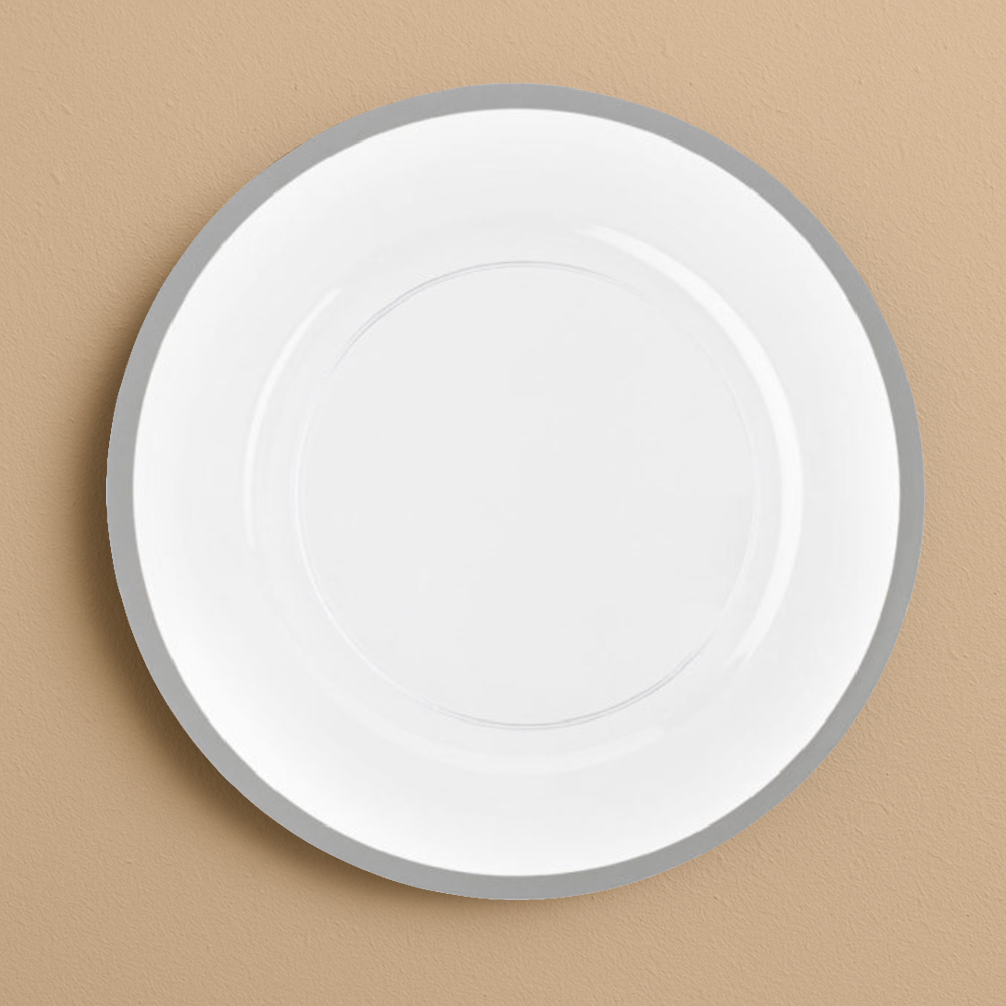 Table Settings Silver Rim 13" Chargers- 4 Count