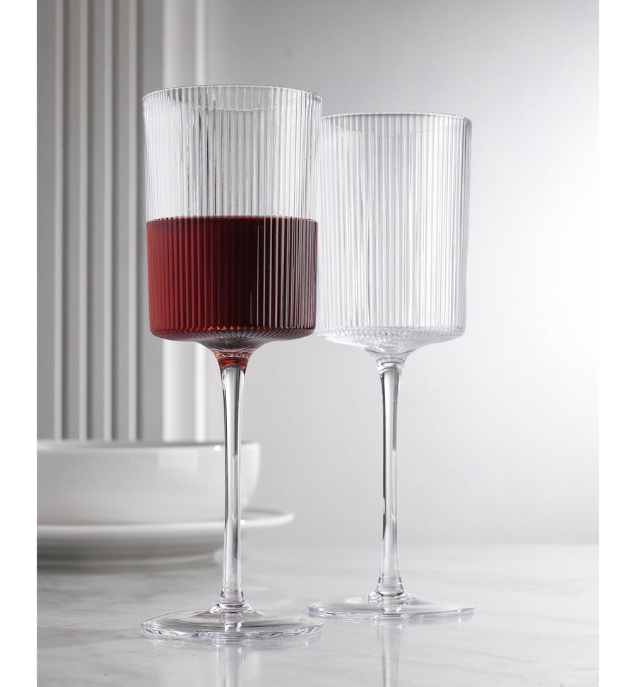 Godinger Sullivan Street Fluted Red Wine Glasses - Set of 4