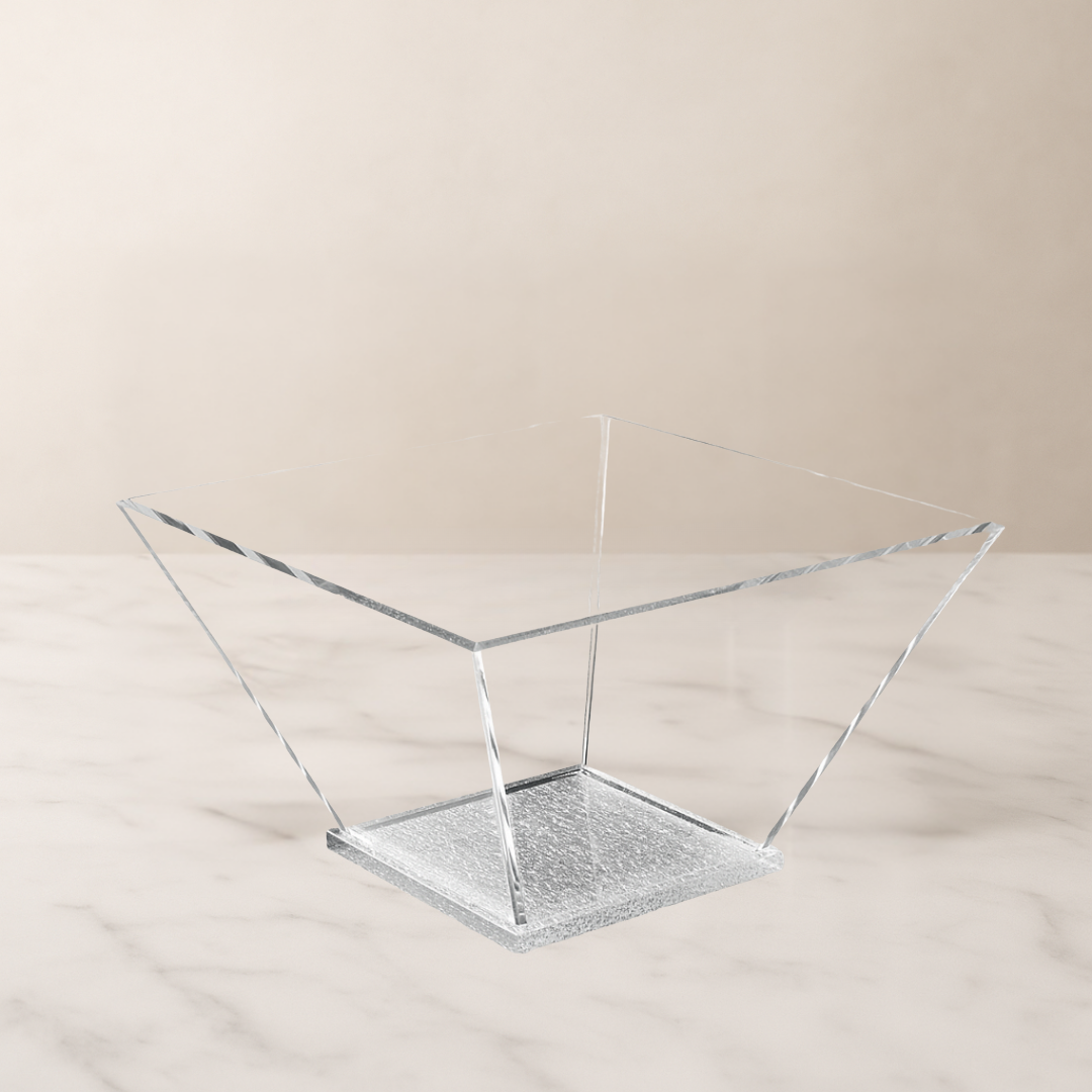 Lucite Salad Bowl with Silver Base