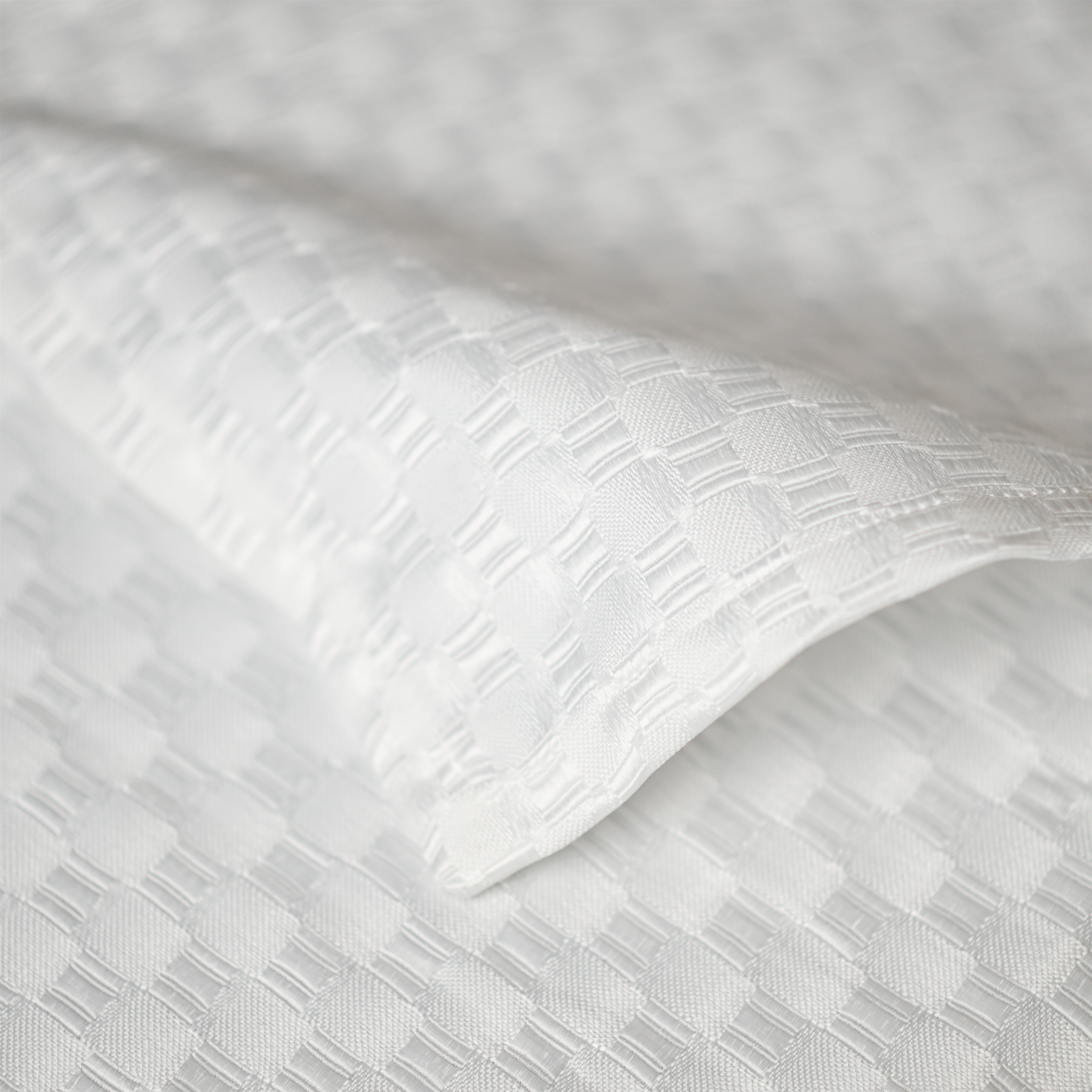 Contessa White Tablecloth - basketweave fabric closeup