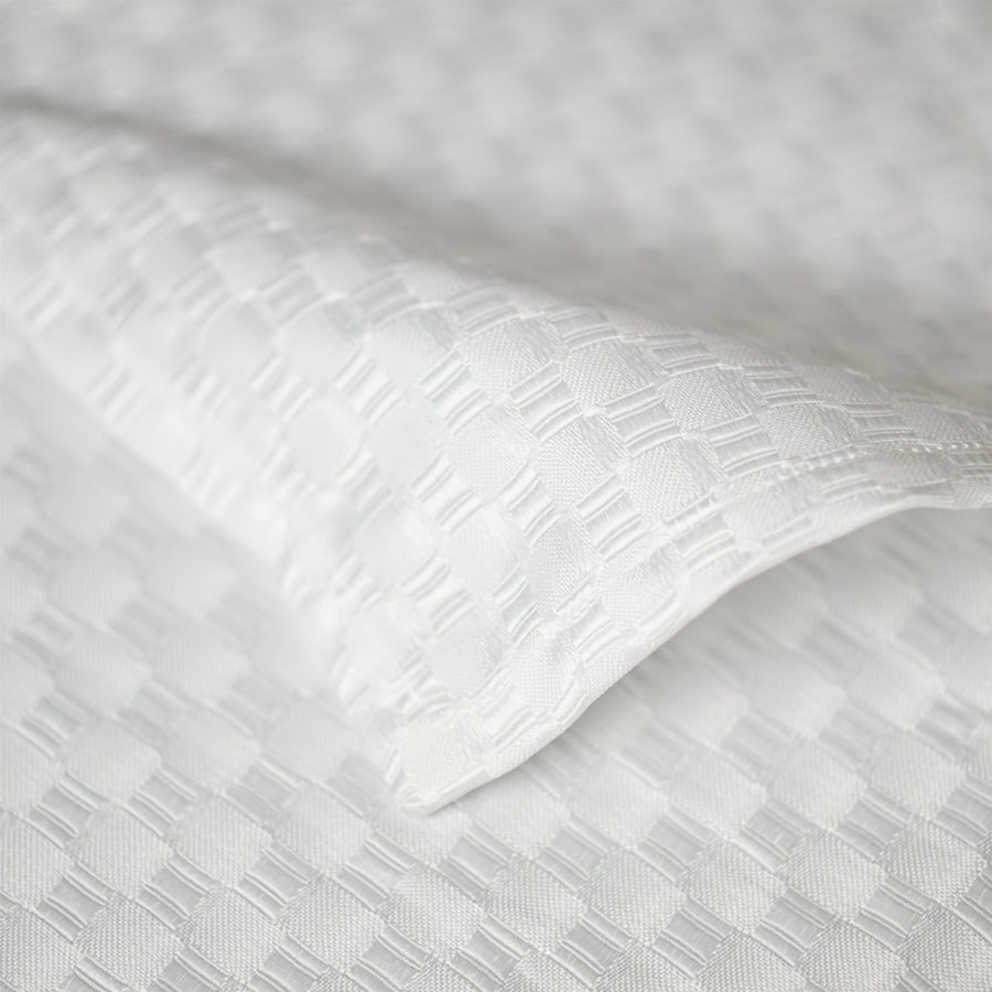 Contessa White Tablecloth - basketweave fabric closeup