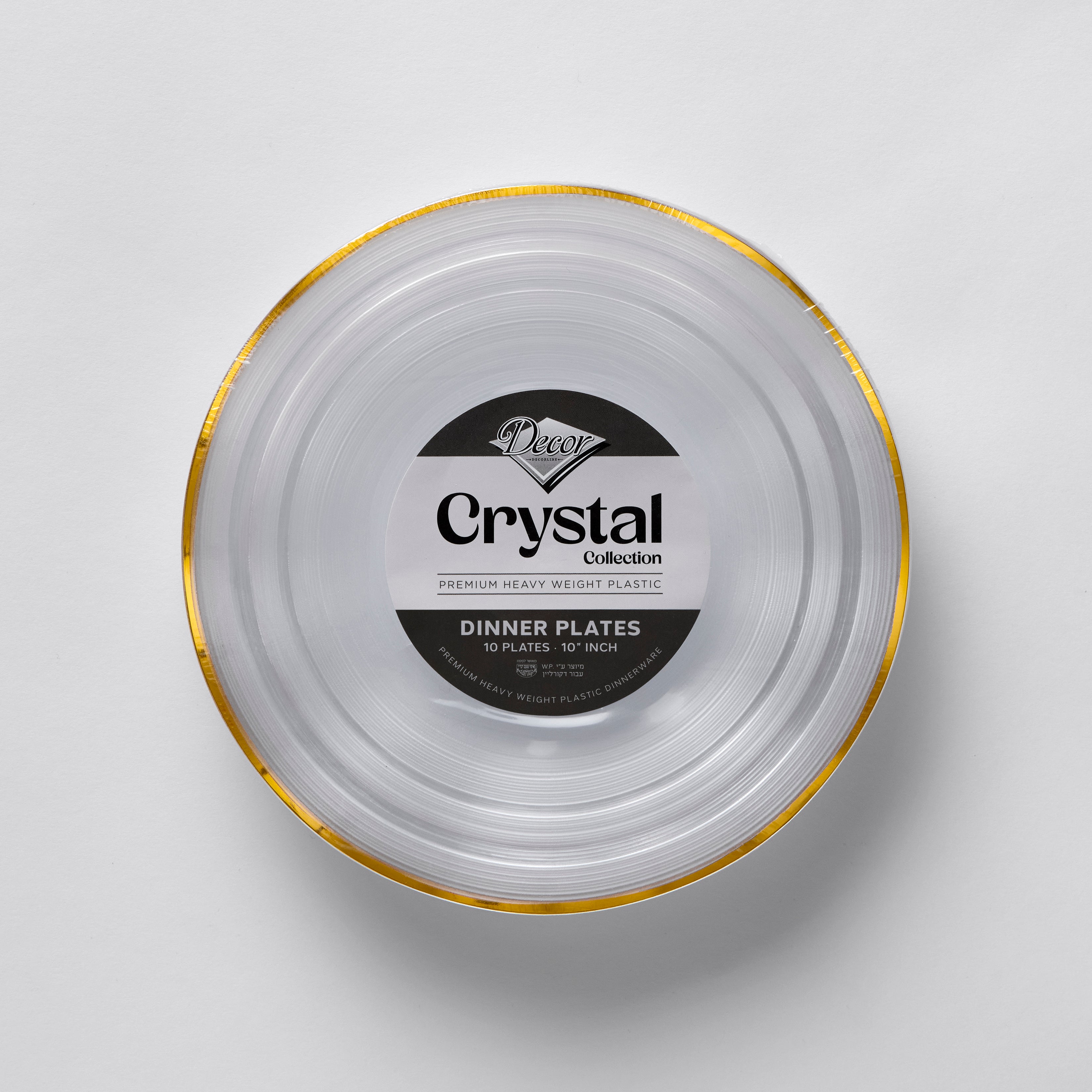 Decor Crystal Collection Plates Clear & Gold, 10" Dinner Plates#Color_Clear/Gold