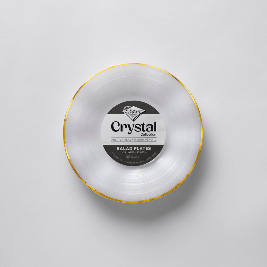 Decor Crystal Collection Plates Clear & Gold, 7" Salad Plates