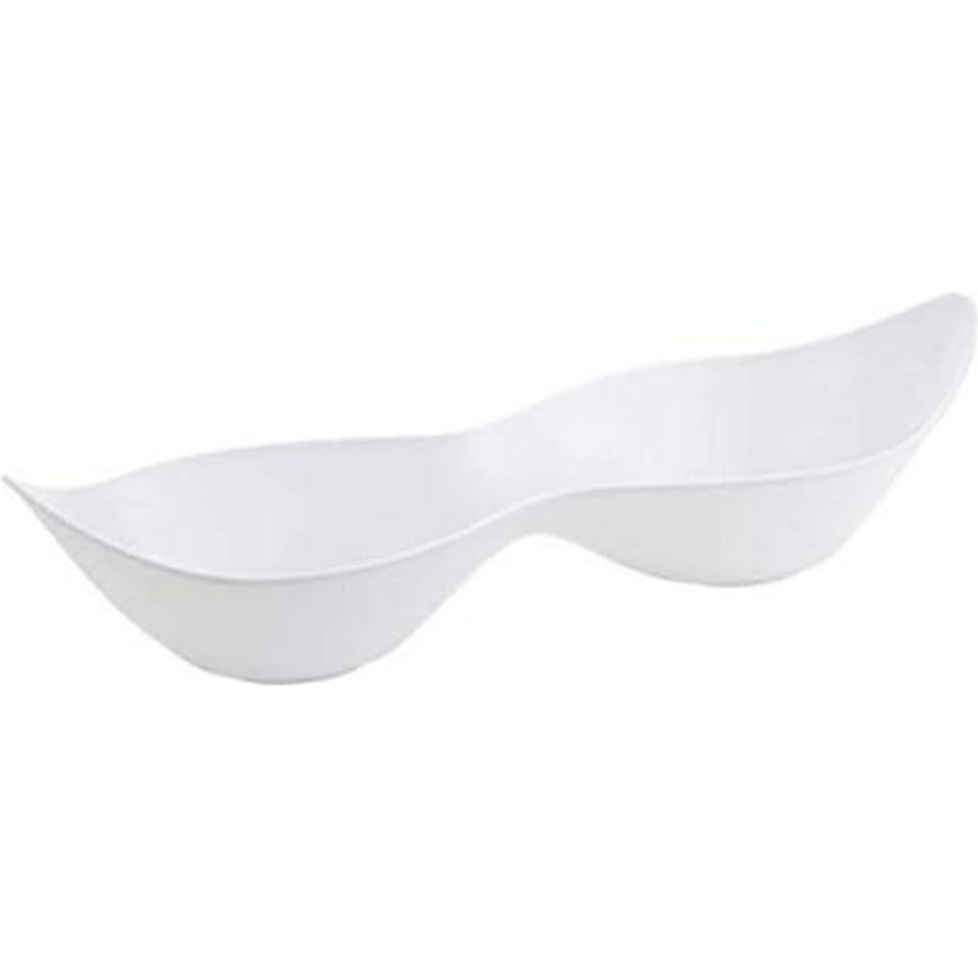 Decor large white two-section boat dish #Color_White