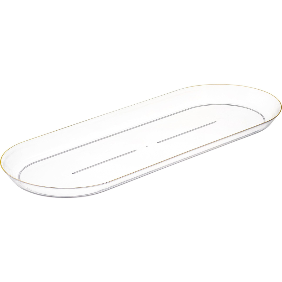 Decor Classic clear and gold rectangular plastic serving tray #Color_Clear-Gold