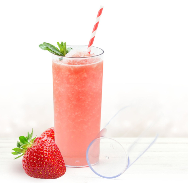 Decor Stemless Shooters 8 oz with strawberry smoothie