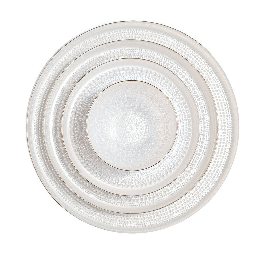White Pearlized Beaded Glass Dish Collection - The Closeout Connection