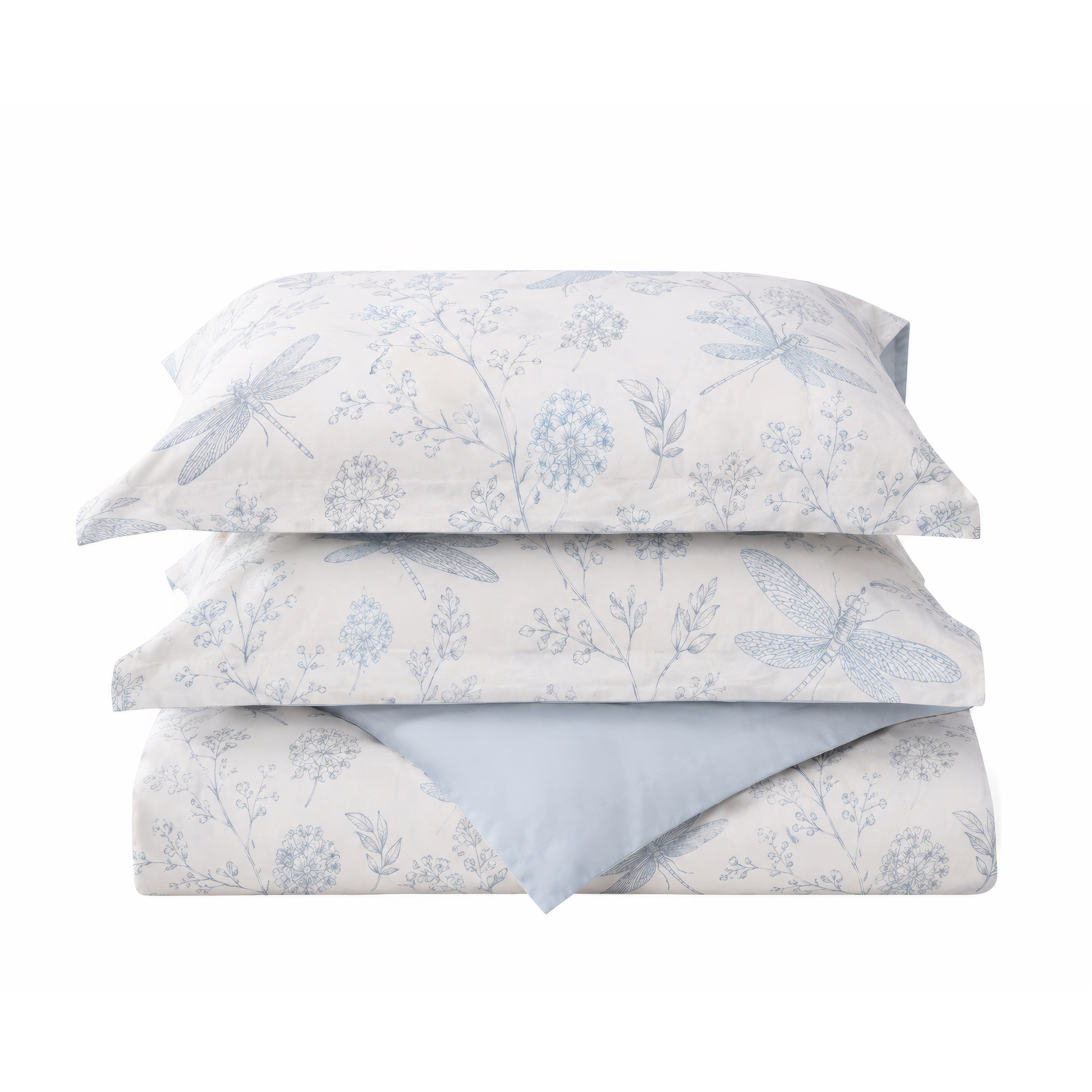 Luxe Dragonfly Garden Blue Bedding Set - folded stack