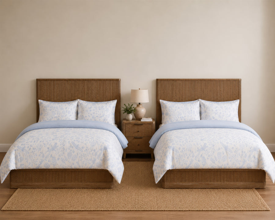Luxe Dragonfly Garden Blue Bedding Set - twin beds