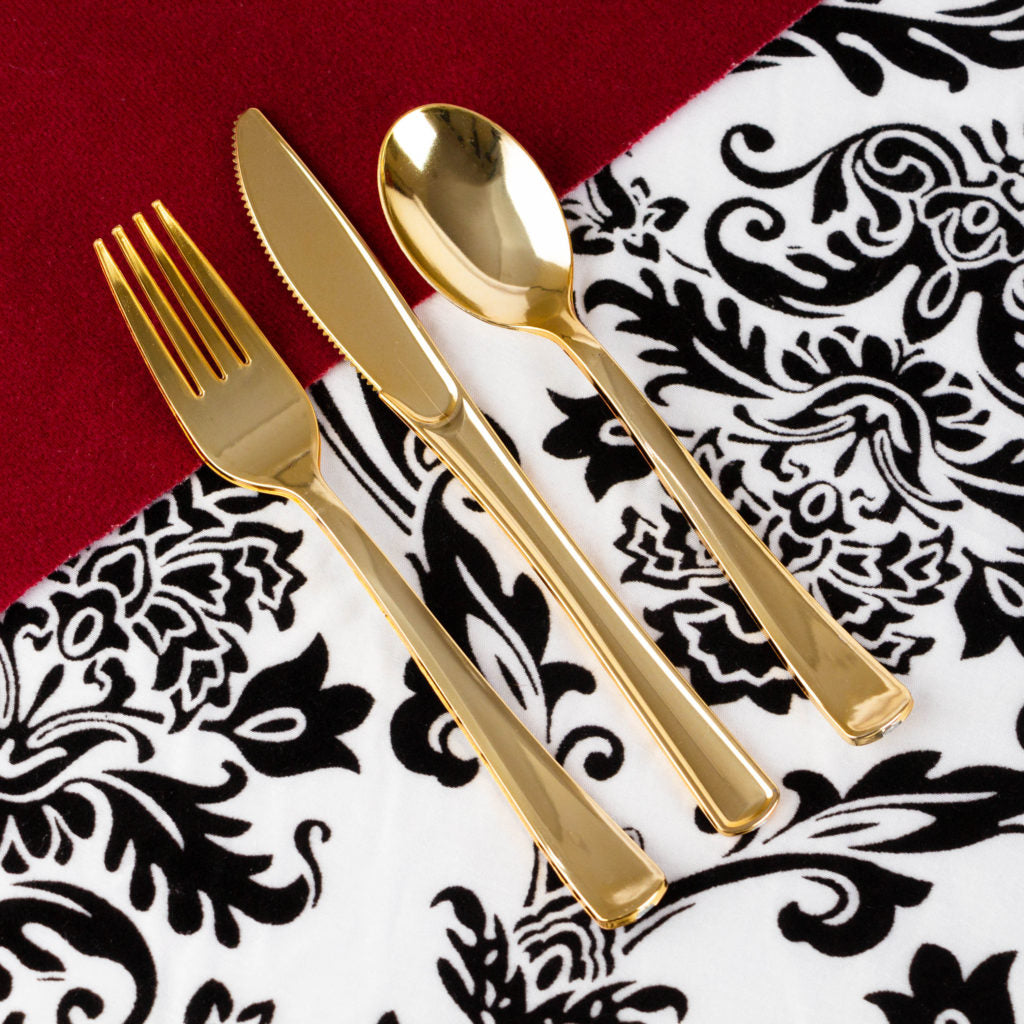Dynasty Gold Flatware knife fork and spoon lifestyle#Color_Gold