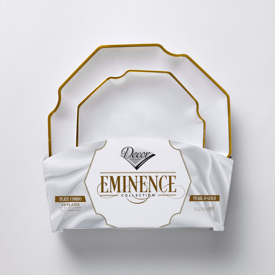 Decor Eminence Collection Plates Pearl & Gold, 10" and 7"