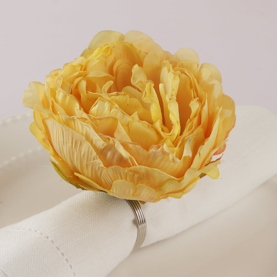 Yellow Flower Design 4 Count Set - The Closeout Connection